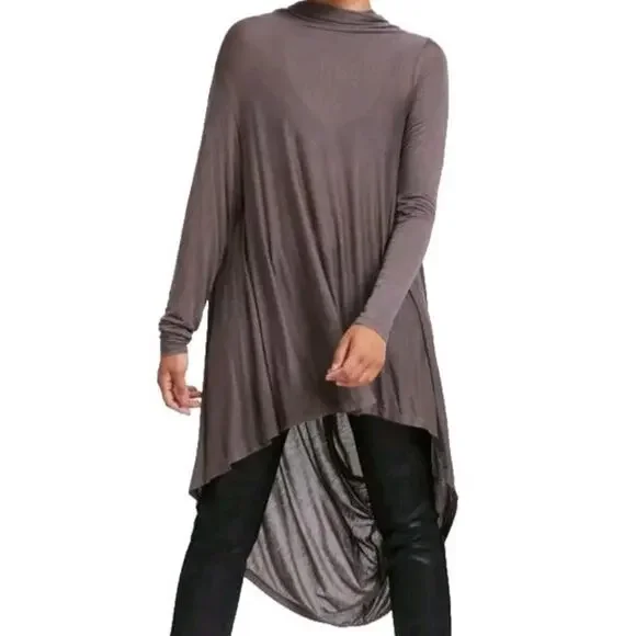 Marcella Small Anthracite Iris Tunic Top Long Sleeve Asymmetrical Edgy Flowy NEW - Picture 7 of 9